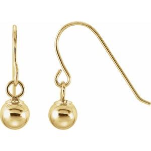 14K Yellow Gold 4 Mm Pair Backless Polished Ball Earrings