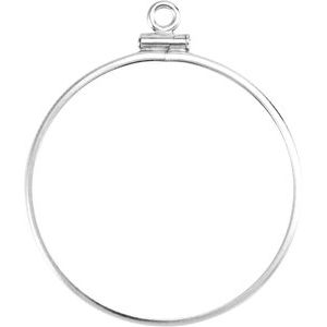 Sterling Silver 30.5 Mm Screw Top Polished Coin Edge Coin Frame Bezel Pendant