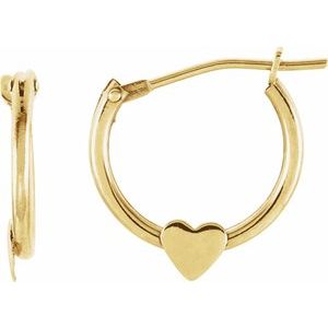 14K Yellow Gold Pair Youth Hinged Hoop Earrings, Length: 14.5 Mm, Thickness: 2 Mm