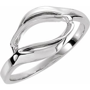 14K White Gold Polished Freeform Ring Size 7