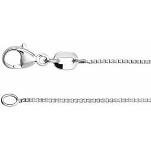Rhodium-Plated Sterling Silver Lobster Clasp Diamond-Cut Box Chain, Length: 16 In, Width: .8 Mm