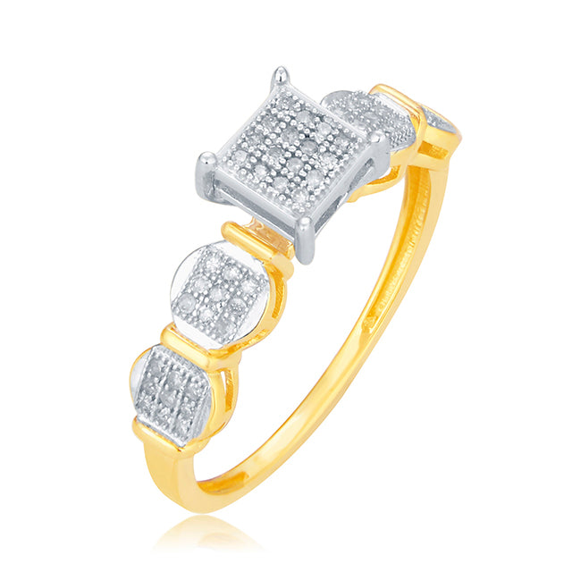 10K Yellow Gold 0.15- 0.22 Cttw Round Micro Pave Diamonds Ladies Ring