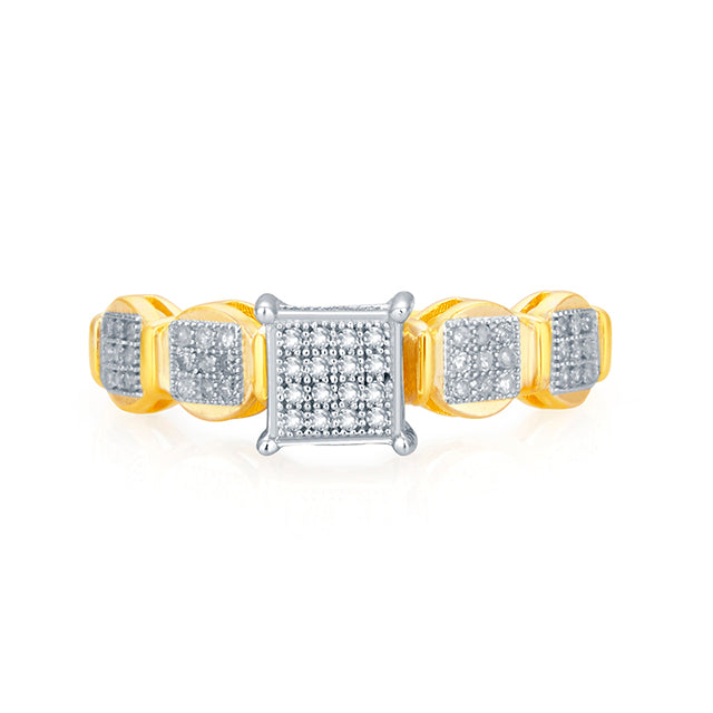 10K Yellow Gold 0.15- 0.22 Cttw Round Micro Pave Diamonds Ladies Ring
