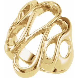 10K Yellow Gold Polished Freeform Ring Size 6
