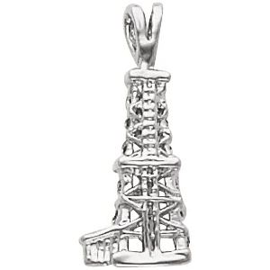 Sterling Silver 22 X 10 Mm Polished Oil Derrick Pendant With Open Back