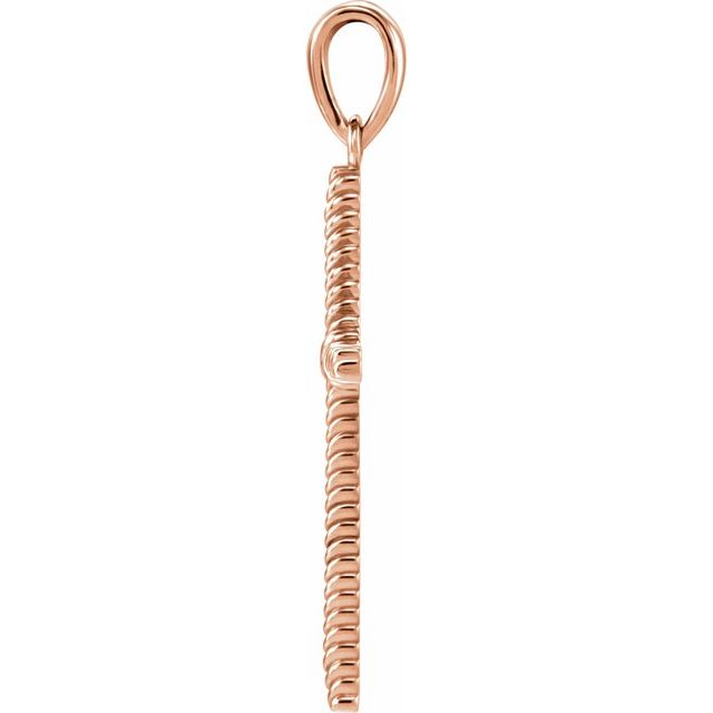 14K Rose Gold 25.4 X 16.2 Mm Polished Rope Cross Pendant