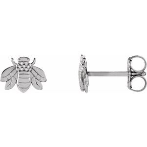 Sterling Silver 7 X 5.5 Mm Pair Friction Backs Included Polished Bumblebee Earrings