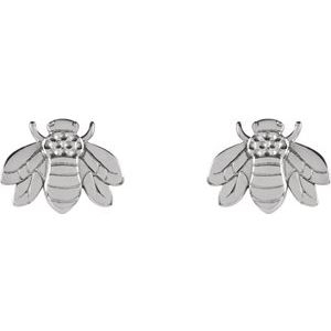 Sterling Silver 7 X 5.5 Mm Pair Friction Backs Included Polished Bumblebee Earrings