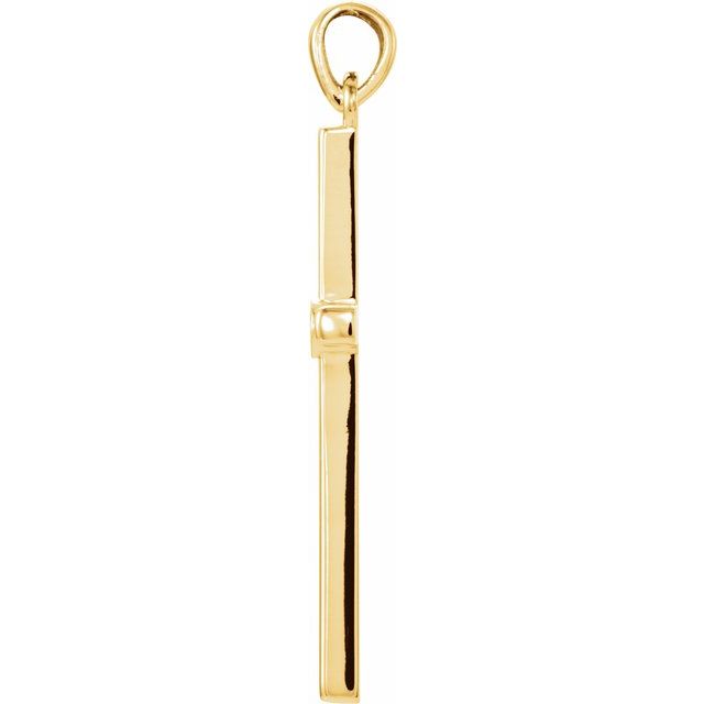 14K Yellow Gold Round  2Mm I1, G-H Polished Natural Diamond Cross Pendant