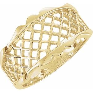 10K Yellow Gold Polished Latticework Ring Size 6