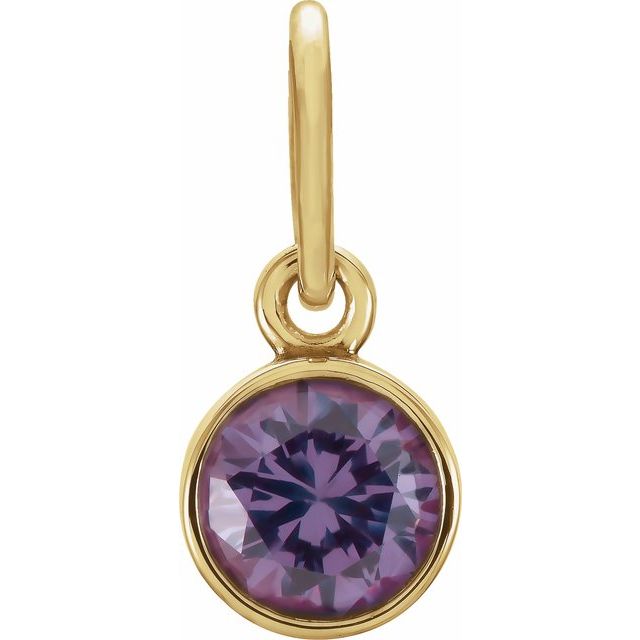 14K Yellow Or Rose Gold Round 4 Mm Polished Posh Mommy Imitation Gemstone Charm/Pendant