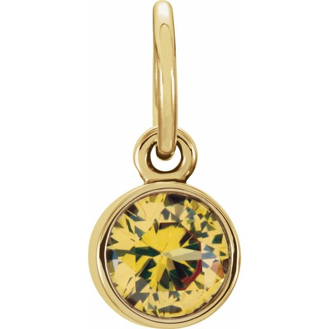 14K Yellow Or Rose Gold Round 4 Mm Polished Posh Mommy Imitation Gemstone Charm/Pendant