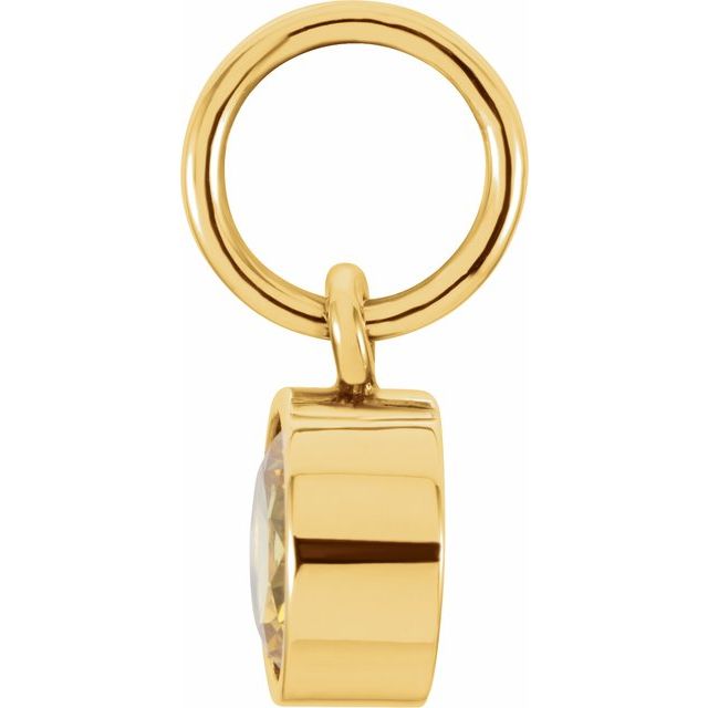 14K Yellow Or Rose Gold Round 4 Mm Polished Posh Mommy Imitation Gemstone Charm/Pendant