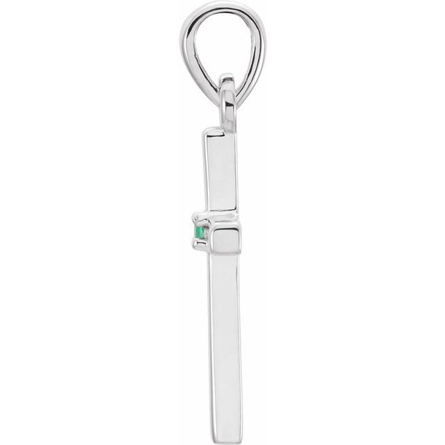 14K White Gold Round 1.25 Mm Polished Natural Gemstone Cross Pendant