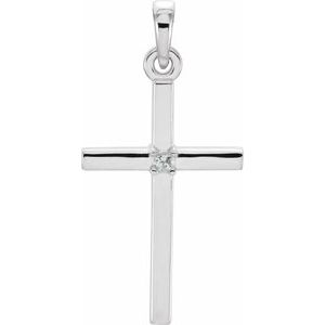 14K White Gold Round 1.5 Mm Cross Pendant