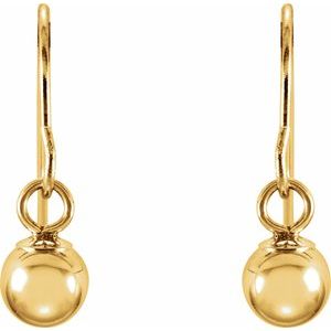 14K Yellow Gold 4 Mm Pair Backless Polished Ball Earrings