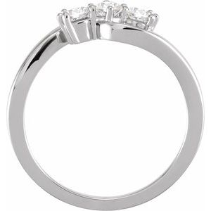 14K White Gold Round 3.2 Mm Polished 1/3 Ctw Lab-Grown Diamond 3 Stone Ring Size 7