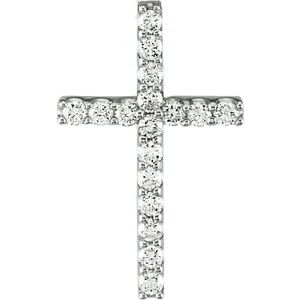 14K White Gold Round 1.3Mm Gh Si1-Si2 1/6 Ctw Lab-Grown Diamond Petite Cross Pendant