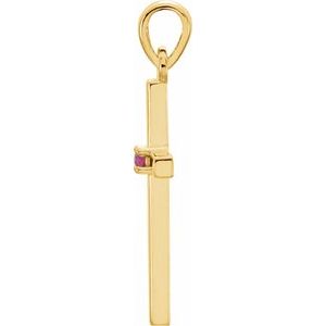 14K Yellow Gold Round 1.5 Mm Cross Pendant