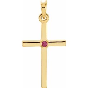 14K Yellow Gold Round 1.5 Mm Cross Pendant