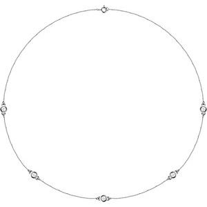 14K White Gold 5-Stone 3.5Mm Si1-Si2, G-H Each Polished 3/4 Ctw Lab-Grown Diamond Necklace