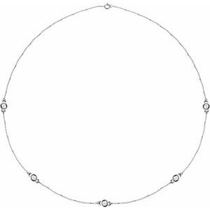 14K White Gold 5-Stone 3.65Mm Si1-Si2, G-H Each Polished 1 Ctw Lab-Grown Diamond Necklace