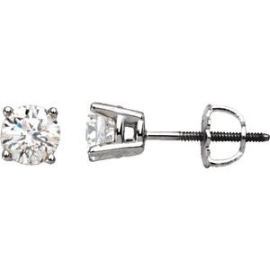 Platinum Round 3.9Mm Si2-Si3, G-H 1/2 Ctw Natural Diamond 4-Prong Stud Earrings With Backs