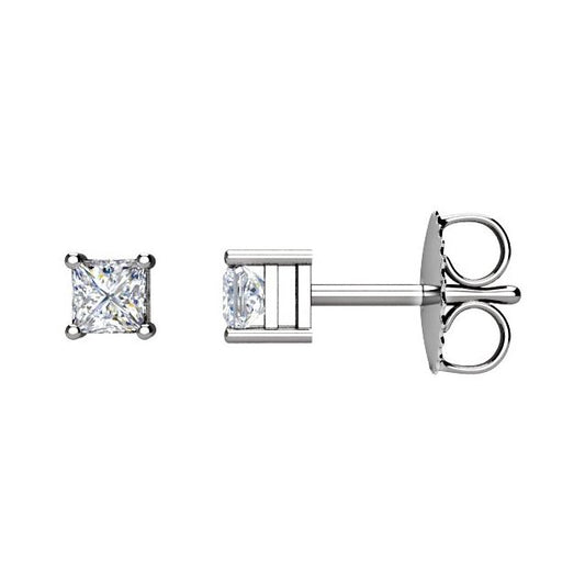 14K White Or Yellow Gold Square Pair 2 X 2Mm Si2-Si3, G-H Friction 4-Prong Polished 1/10 Ctw Natural Diamond Earrings