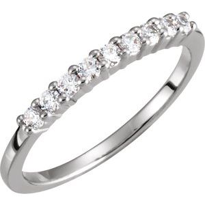 Platinum Round 1.9 Mm Polished 1/4 Ctw Natural Diamond Anniversary Band Size 7