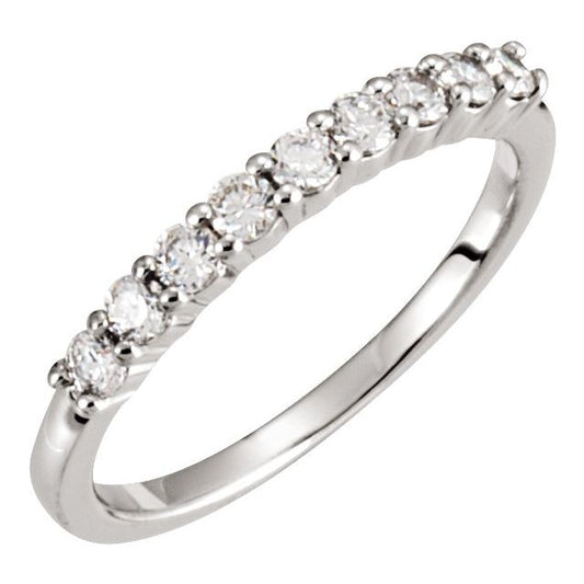 14K White Gold Round 2.2 Mm Polished 1/3 Ctw Lab-Grown Diamond Anniversary Band, Size 7