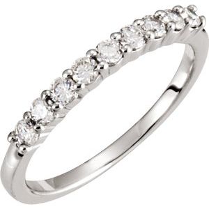 14K White Gold Round 2.2 Mm Polished 1/3 Ctw Natural Diamond Anniversary Band Size 7