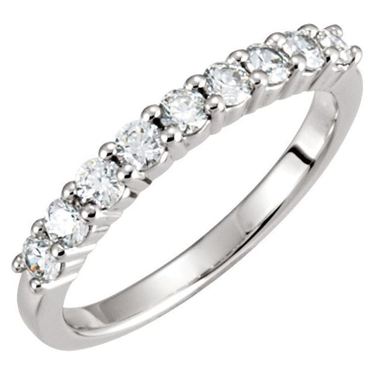 Platinum Round 2.5 Mm Polished 1/2 Ctw Natural Diamond Anniversary Band, Size 7