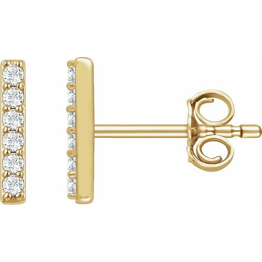 14K Yellow Or White Gold 1.2 Mm Round Friction Back Polished 1/10 Ctw Lab-Grown Diamond Bar Earrings