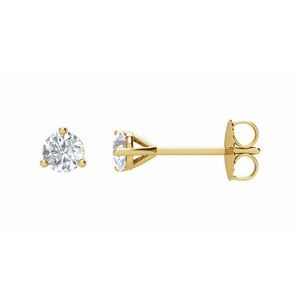 14K Yellow Gold Round 3.2Mm Si2-Si3, G-H 1/4 Ctw Natural Diamond 3-Prong Friction Back Stud Earrings