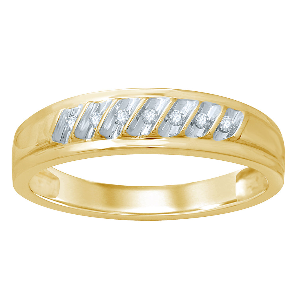 10K Yellow Gold 0.06-0.07 Cttw Round Diamonds Mens Ring