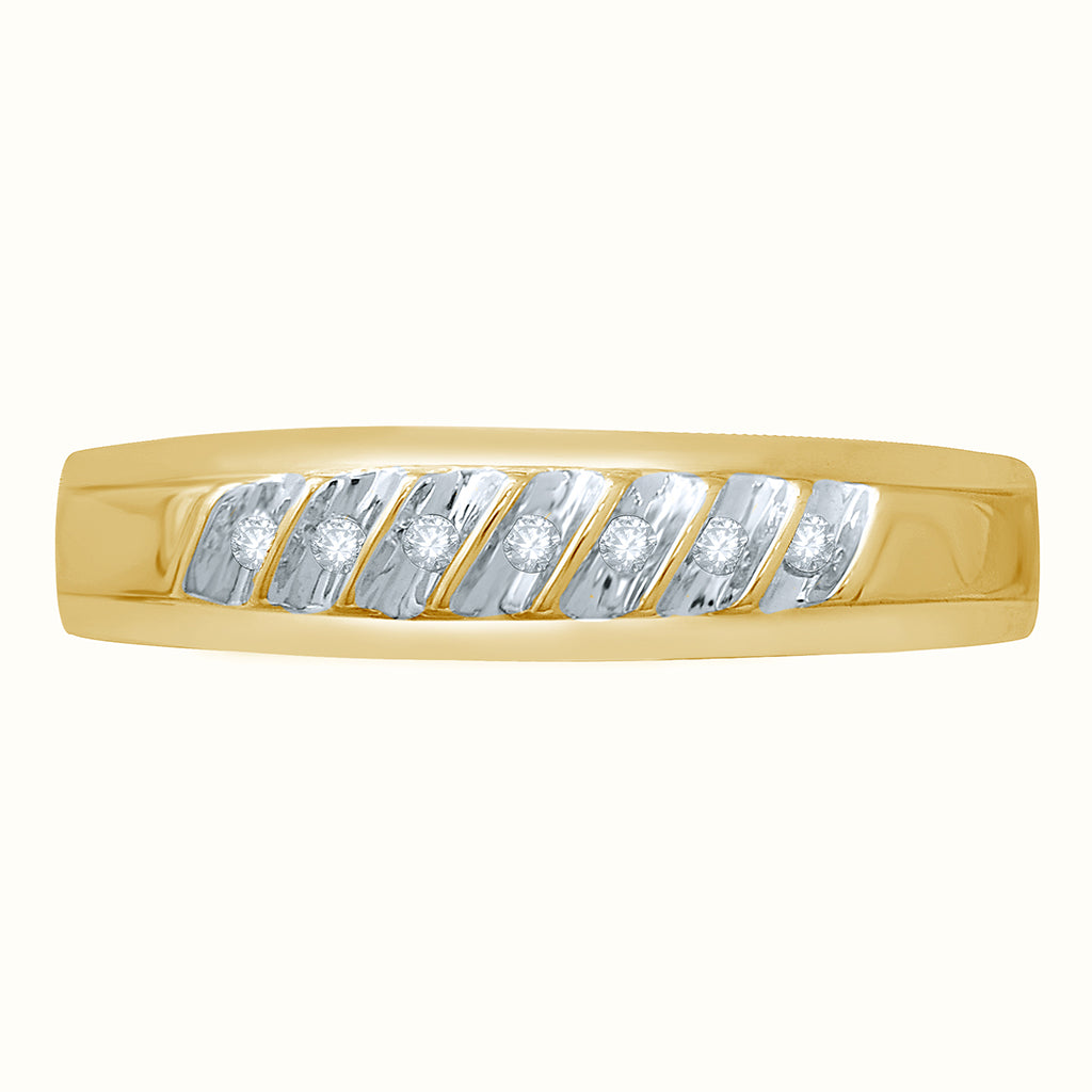 10K Yellow Gold 0.06-0.07 Cttw Round Diamonds Mens Ring