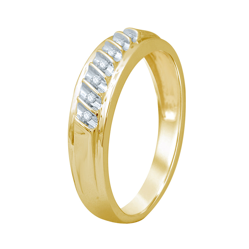 10K Yellow Gold 0.06-0.07 Cttw Round Diamonds Mens Ring