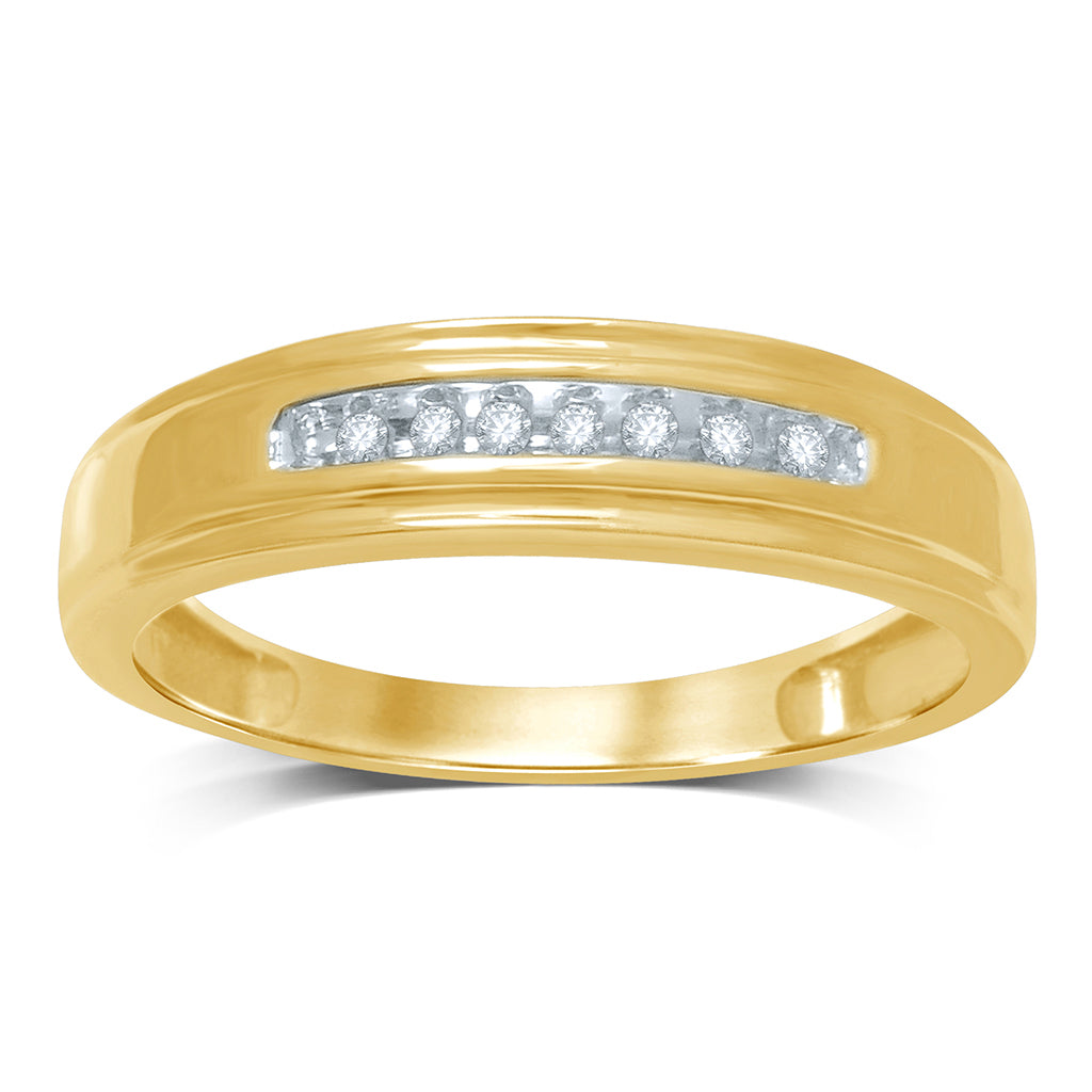 10K Yellow Gold 0.07 Cttw Round Diamonds Mens Ring