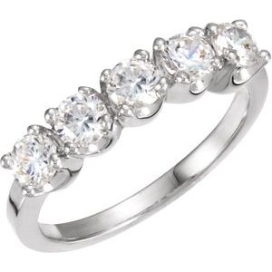 14K White Gold Natural Diamond Round 3.8 Mm Polished 1 Ctw Natural Diamond Anniversary Band Size 6