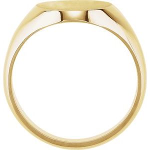 10K Yellow Gold Oval 12 X 10 Mm Brush Polished Signet Ring Size 6