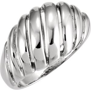 Sterling Silver 11.5 Mm Semi-Polished Dome Ring Size 6