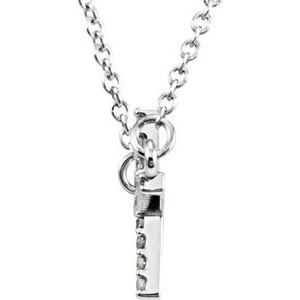Sterling Silver Round 19.5 X 10.8 Mm 1Mm G-H I1 1/10 Ctw Natural Diamond Sideways Cross Necklace, Length: 18 In