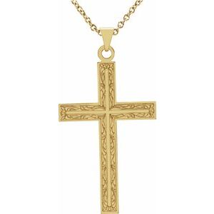 14K Yellow Gold 22 X 14 Mm 18 In Polished Cross Necklace