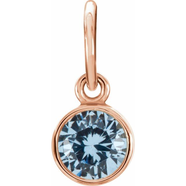 14K Yellow Or Rose Gold Round 4 Mm Polished Posh Mommy Imitation Gemstone Charm/Pendant