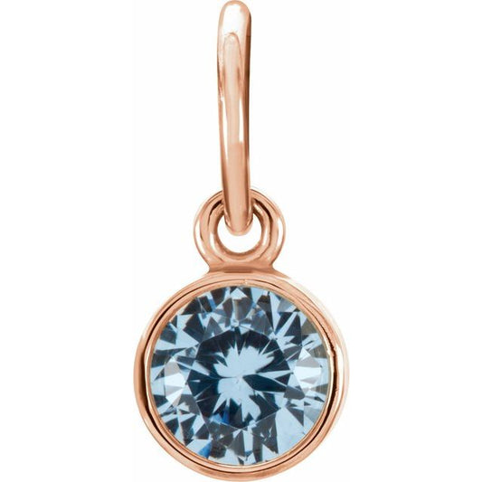 14K Yellow Or Rose Gold Round 4 Mm Polished Posh Mommy Imitation Gemstone Charm/Pendant