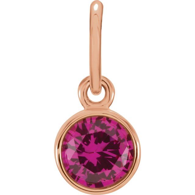 14K Yellow Or Rose Gold Round 4 Mm Polished Posh Mommy Imitation Gemstone Charm/Pendant