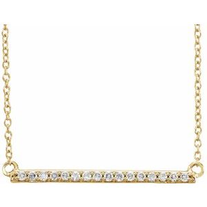14K Yellow Gold Round 1.3Mm F+ Vs 1/6 Ctw Lab-Grown Diamond Bar Necklace, Length: 18 In