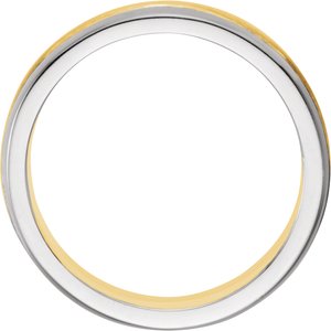14K Yellow/White Gold Brush 6.75 Mm Polished Flat Edge Band Size 10