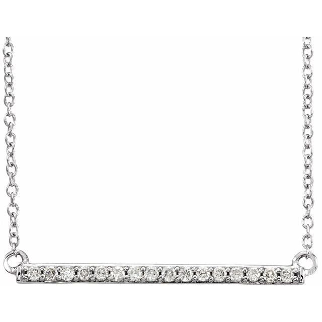14K White Gold Round 1.3Mm Vs, F+ 16-18 In Polished 1/6 Ctw Lab-Grown Diamond Bar Necklace