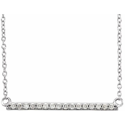 14K White Gold Round 1.3Mm Vs, F+ 16-18 In Polished 1/6 Ctw Lab-Grown Diamond Bar Necklace